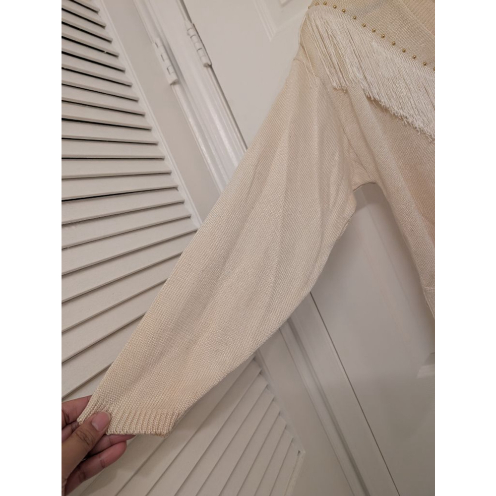 Women's Coastal Cowgirl Cream Fringe 2-piece Knit Sweater Set Western Boho - Picture 6 of 13